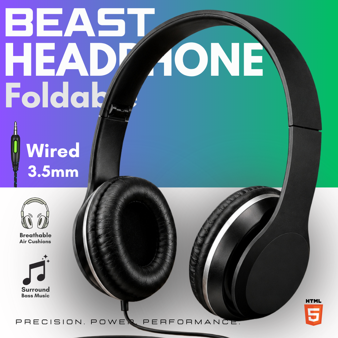Pro-Studio Wired Over-Ear Headphones | No-Mic Pure Fidelity Sound Headset | 3.5mm Universal Plug & Play Audio Gear | Foldable Lightweight Music & Gaming Headphone with Deep Bass – Add to Cart