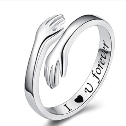 Hug Rings I love you Forever Adjustable Open Ring for Girls Hug Ring Lover Temperament Personality Creative Love Mother And Daughter