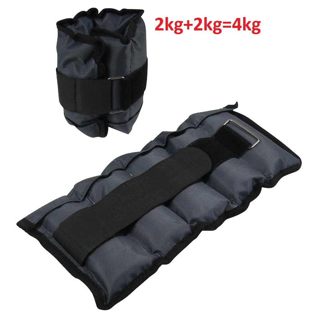 ANKLE WEIGHT 2 KG + 2 KG = 4 KG, Pair Weight Bearing Ankle wrist Strap Leg Strength Resistance Bands for Speed Training Running Exercise Workout Fitness Band