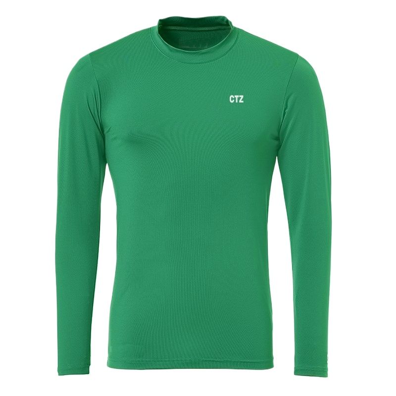 Branded Mens Compression Base Layer Top Long Sleeves Athletic Workout Forest Green