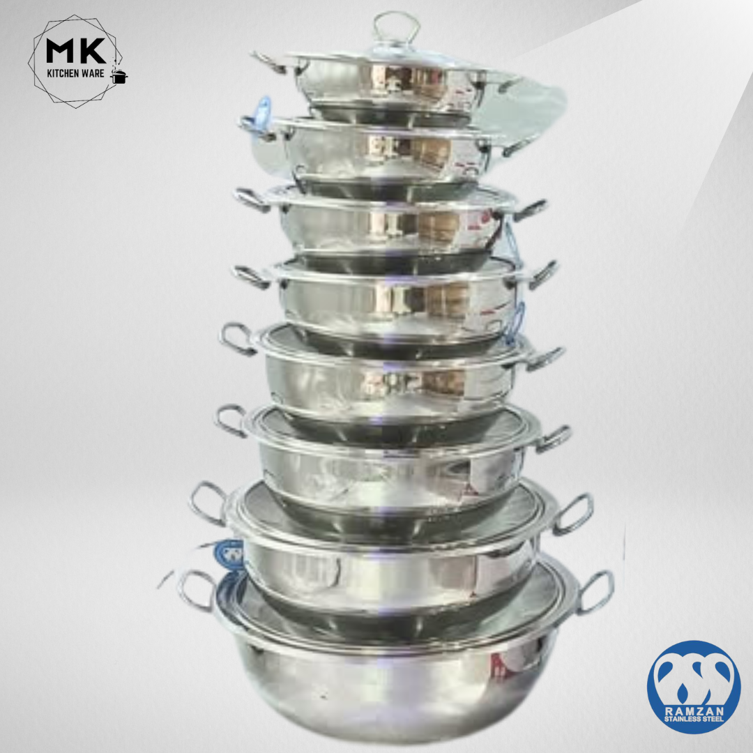 Cooking Wok /Karahi | Alpha Stainless Steel Karahi with Glass Lid ...