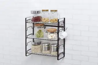 Deluxe 3 Tier Spice Rack Wall Mount Kitchen Cabinet Shelf