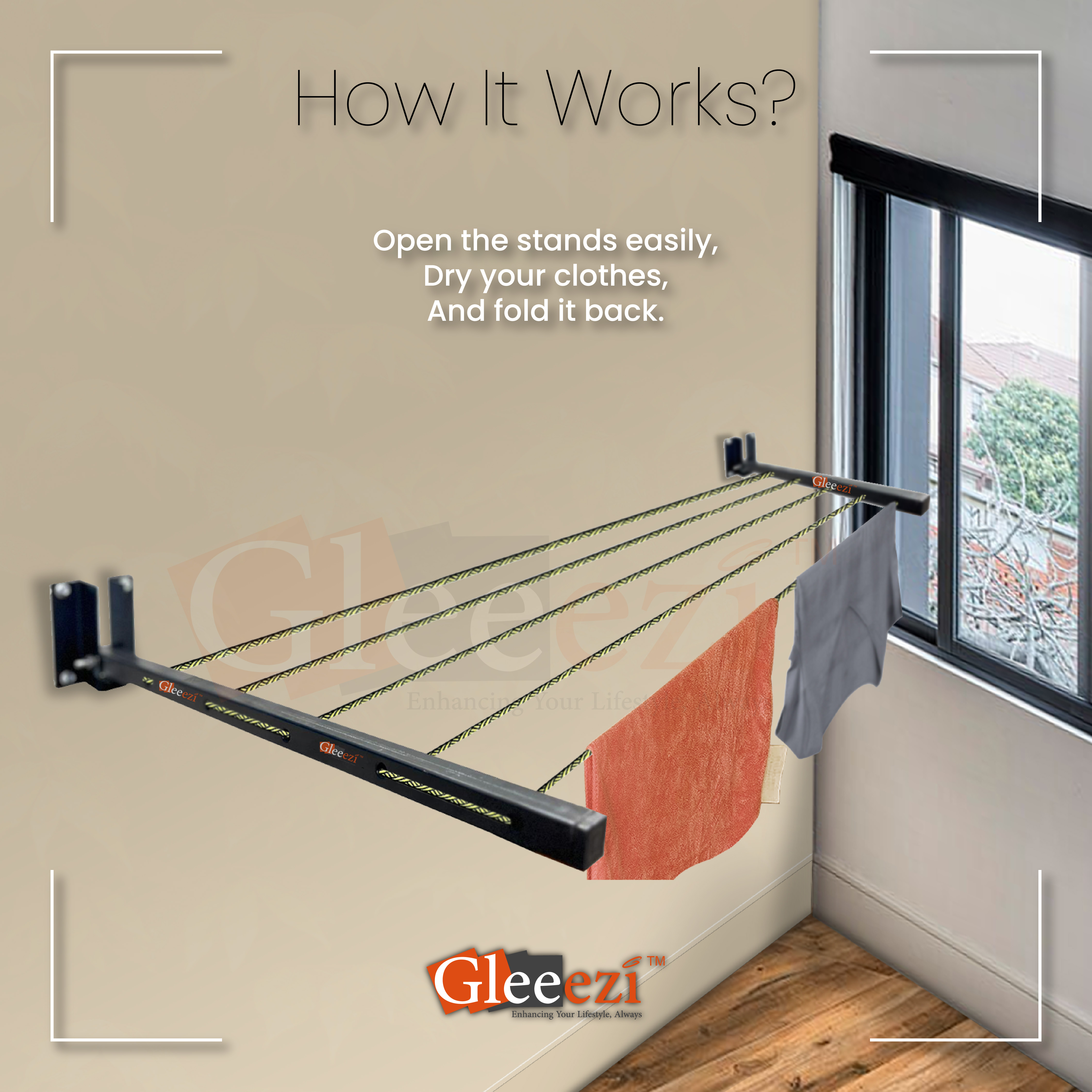 Folding Cloth Drying Stand Cloth Stand Wall Mounted ONE PAIR) 24