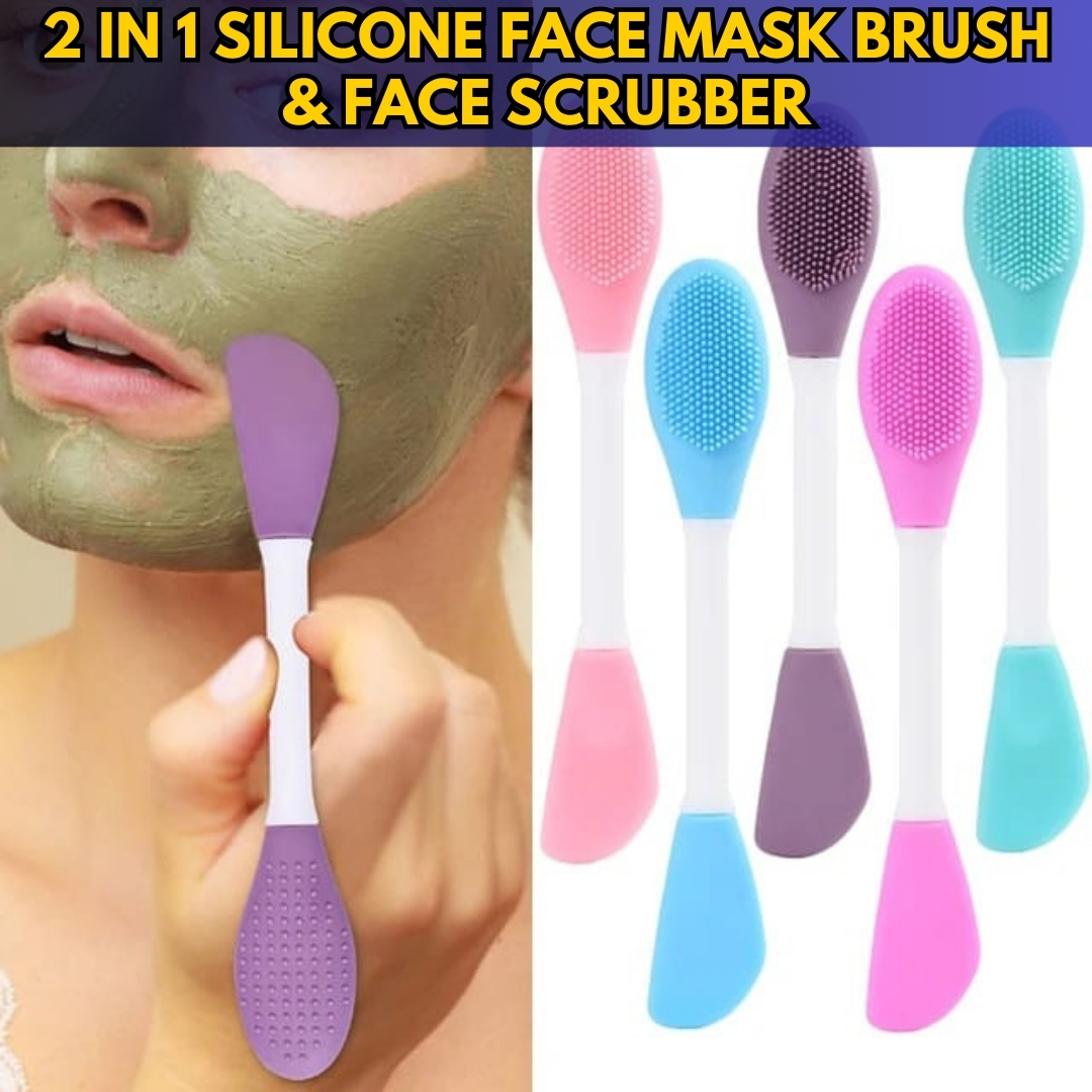 2-in-1 Facial Cleansing Brush – Silicone Face Mask Applicator and Face Scrubber for Exfoliating, Massaging, Blackhead Removal, and Makeup Application