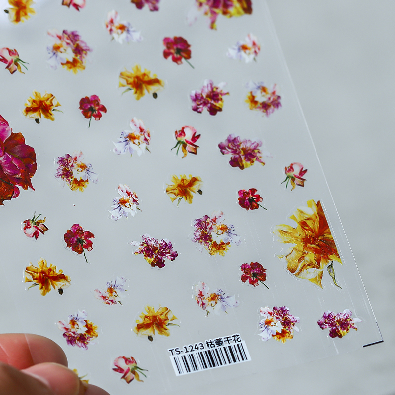 5D White Daisy Soft Reliefs Nail Art Decorations Stickers Red Pink