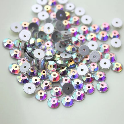 1000pcs 4mm Round Sew On Stone Crystal Color XILION Lochrose Sew On Rhinestone with One Hole for Wedding Dress