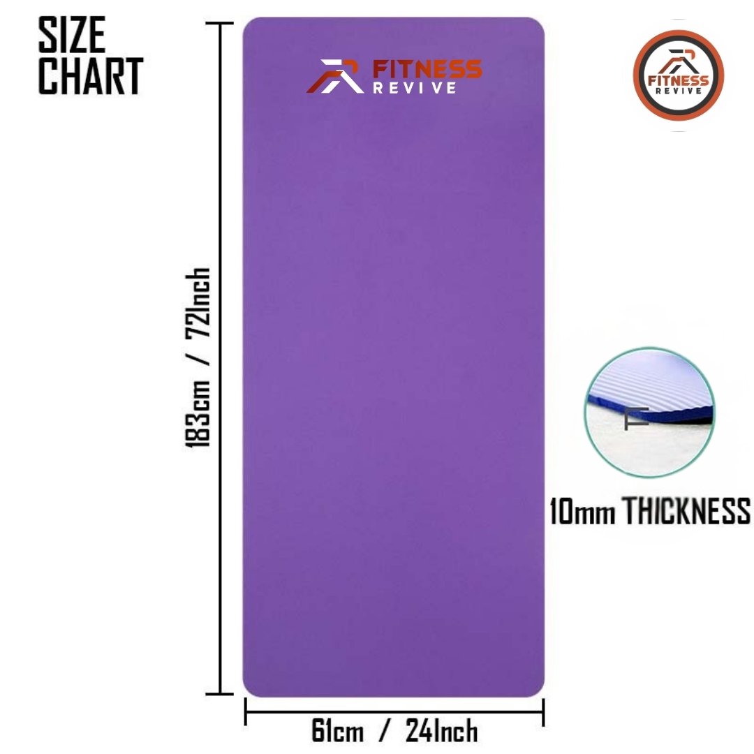 Yoga Mat 10mm – Anti-Slip Exercise Mat for Men & Women  72 x 24 Inches  Extra Thick Non-Slip Gym Mat for Yoga, Pilates, Home Workout & Stretching