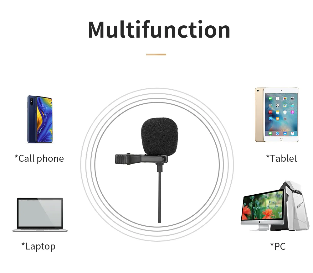 Jmary MC-R2 Type-C Lavalier Collar Microphone 2M Wire Length with Metal Clip 16 8eafdef0ab53bb15d52ab8bbb1ad5ce8