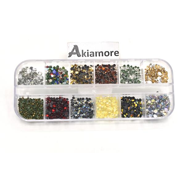 Rhinestones Nail Decoration Round Colorful Glitters With Hard Case DIY Nail Art Decorations