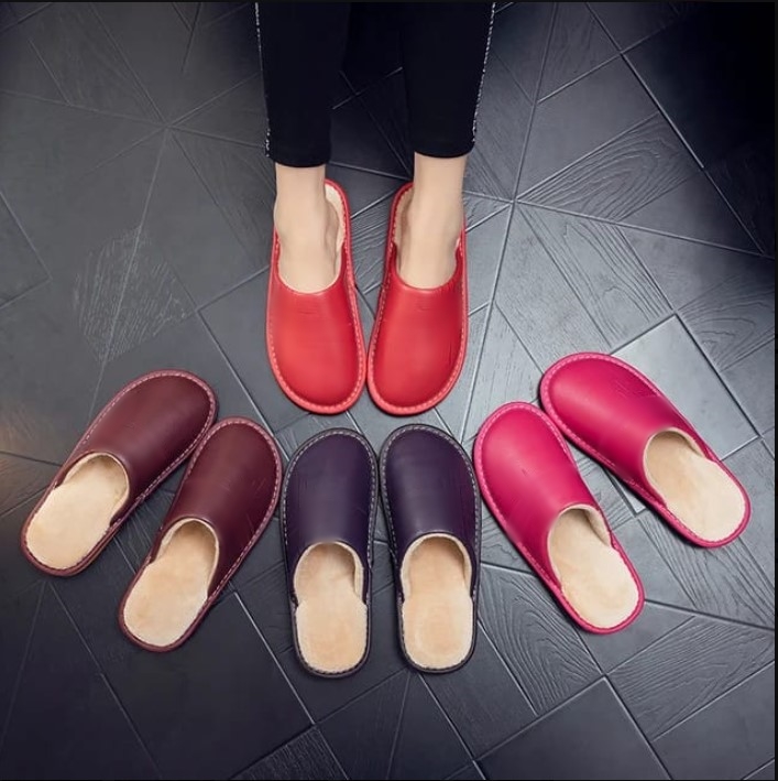 Hyper Hawk: Premium Women's Home Slipper, Leather Autumn and Winter Household Slippers, Indoor Thick Bottom Non-slip Warm Slippers For Women