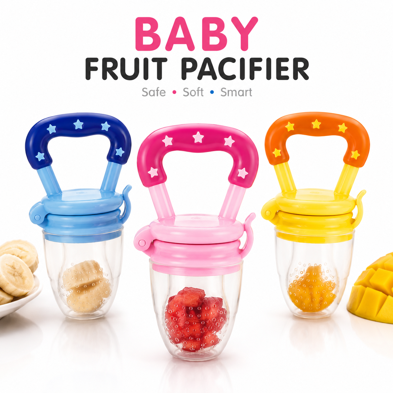 Baby Fruit Pacifier | Silicone Fruit Pacifier for Fresh Fruits, Baby Weaning & Teething | Easy to Clean