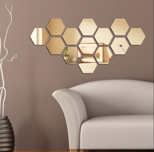 Acrylic Hexagon 3D Mirror Wall Decals | Decorative Wall Art for Home Decor | Stylish Hexagonal Design for Living Rooms, Bedrooms, and Offices | Easy DIY Wall Decoration | Unique Gift Ideas | Modern Home Decoration items | Versatile Art Pieces for Interior