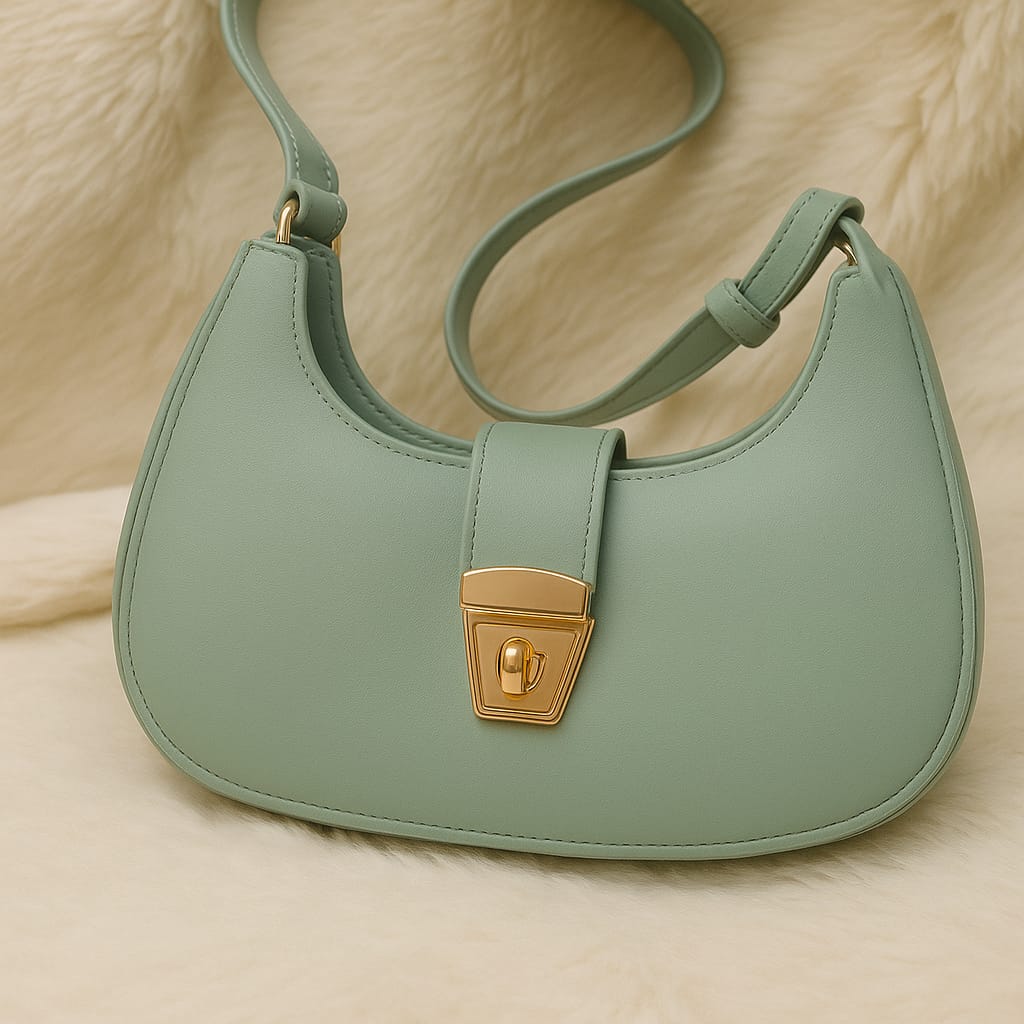 Trendy Half-Moon Shoulder Bag – Faux Leather Purse in varieties of colors