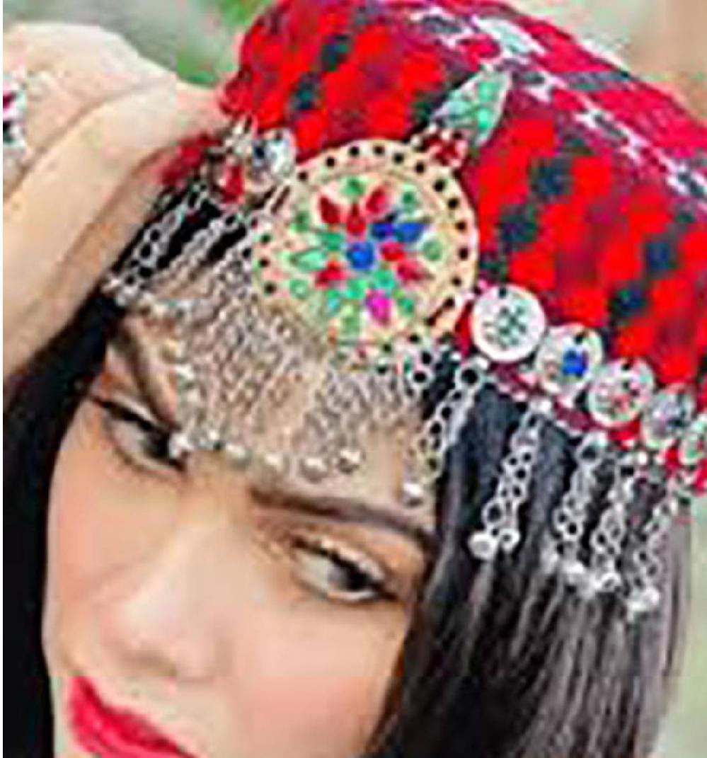 Afghan hats &caps Matha Patti With Cap, fashion girls accessories hats caps Hair jewelry, Tribal Patti With Knitted Caps Afghani Cultural Taqiyah Caps with Pendant girls caps and hats