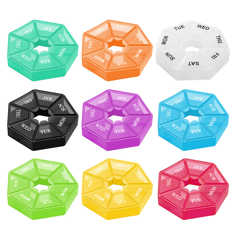 2pcs set Pill Case Plastic 7 Days Tablet Candy Box Portable Storage