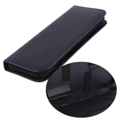 (Black), Professional PU Leather Scissors Bag Kit Set Zipper Portable 5 Pcs Storage Capacity Pouch Box / 5-Slot Hairdressing Tool Organizer – Black PU Leather Barber Case for Salon or Home Use