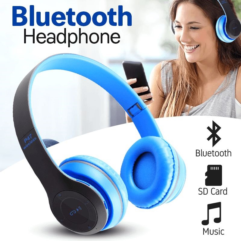 P47 Bluetooth Foldable Headset with Microphone Support FM Radio TF for