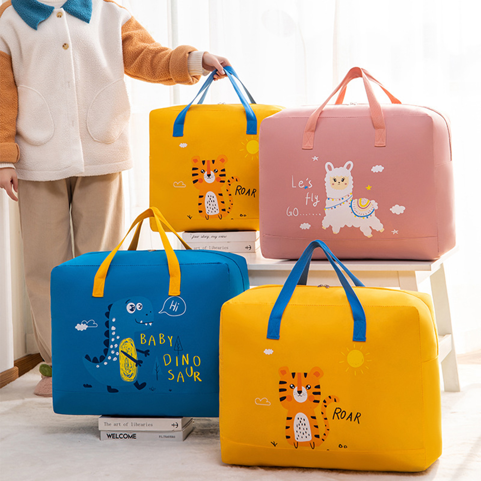 Pregnant Women's Large Capacity Childbirth Bag Quilt Storage Dino Bag MovingBag Portable Diaper Free Baby Supplies Travel Bag