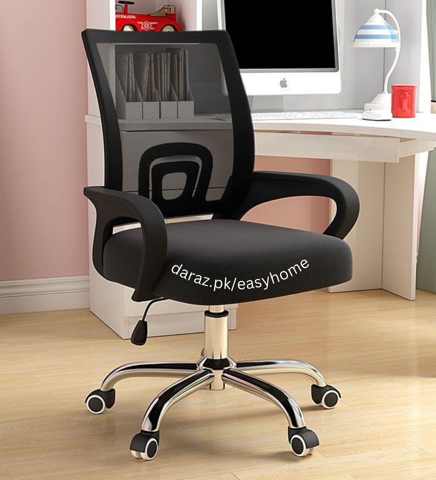 Office Chair Adjustable Computer Swivel Modern Ergonomic home Chair Fabric Mesh Chair with Back Support Arms and Wheels for Home Work and Students Study Black