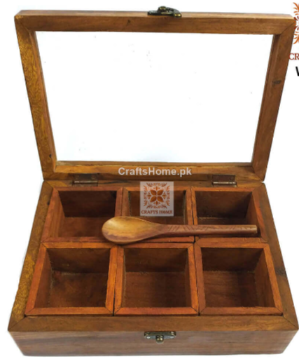 Musar Box Wooden Masala Box Six Portion | Daraz.pk