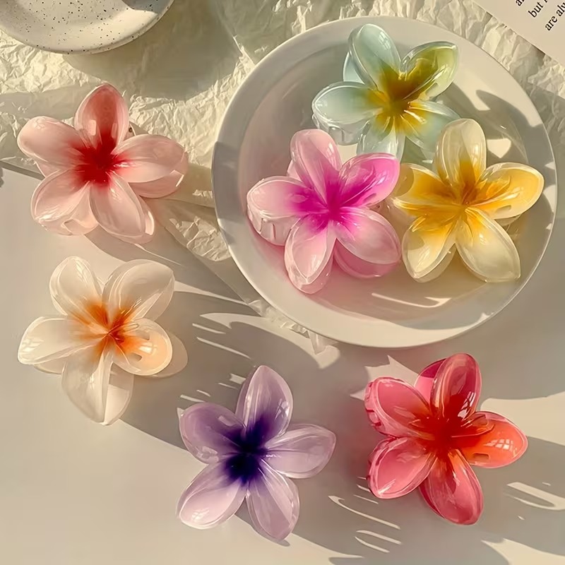 4pcs Flower  Hair Claw Clip for Women | Girls Hair Clip Multi Color Strong Grip Glossy Hair Accessory Daily Party Wedding Wear