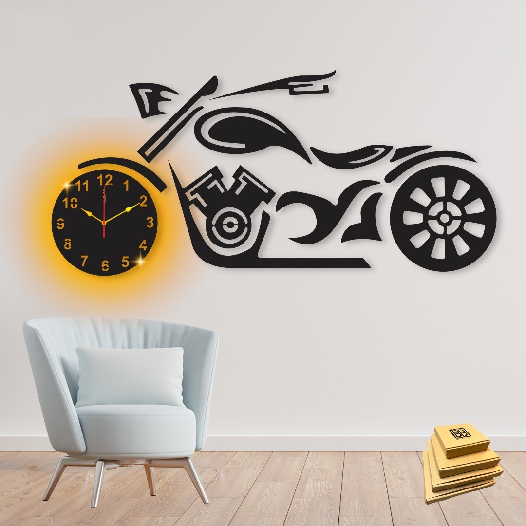 STYLISH BIKE DESIGN WALL CLOCK NEW & TRENDY DIY BIKE SHAPED WOODEN WALL CLOCK FANCY WOODEN WALL CLOCK FOR HOME & OFFICES DECORATION FUNKY STYLE WOODEN WATCH FOR LIVING ROOM , DRAWING ROOM,OFFICES WALL FUNKY WALL CLOCK
