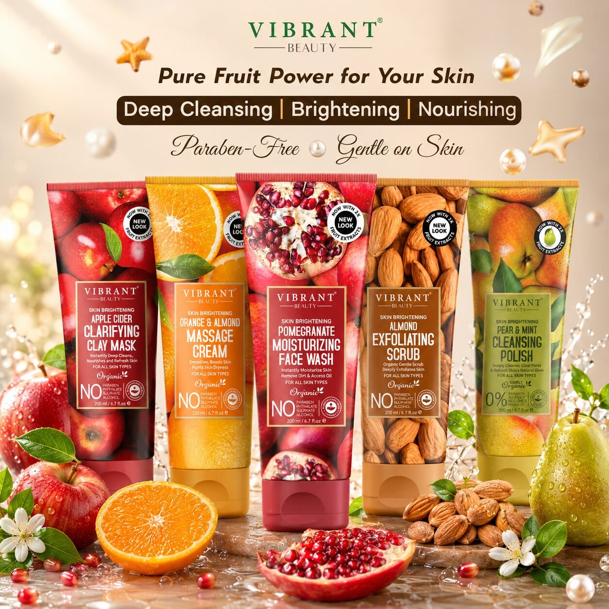 Vibrant Beauty Pure Fruit Power Facial Kit (Pack of 5) | Personal Care Set