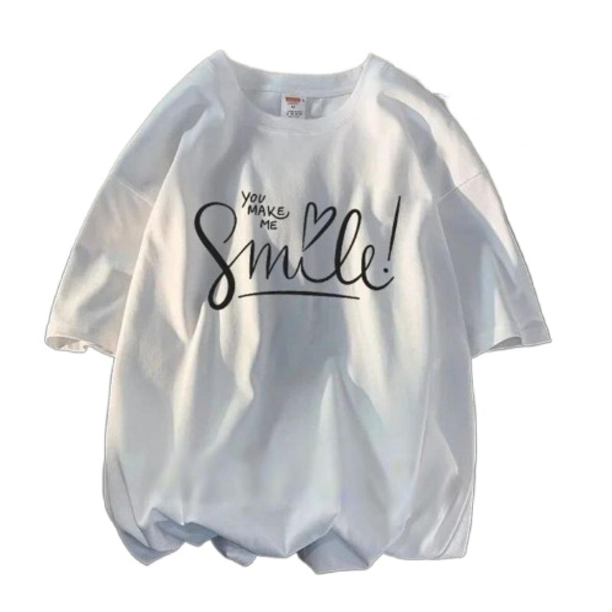 Smiley Printed Round Neck Tshirt For Women And Girls