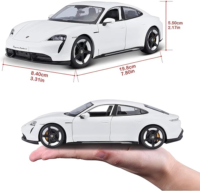 Bburago 1:24 scale Porsche Taycan Turbo S Officially licensed White Sports Car Die Cast Vehicles Collectible Model Car Toys view 5