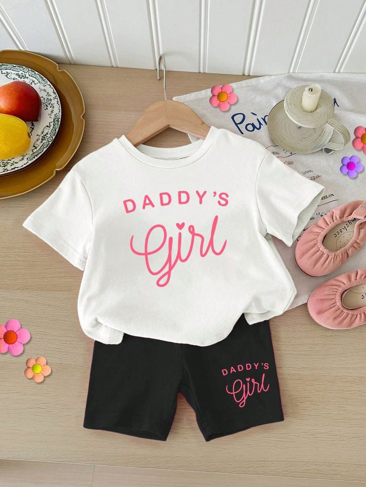 T-Shirts And Short Pants For Baby Girls Round Neck Short Sleeves Tee Top's Clothes Sets Dresses Outfit