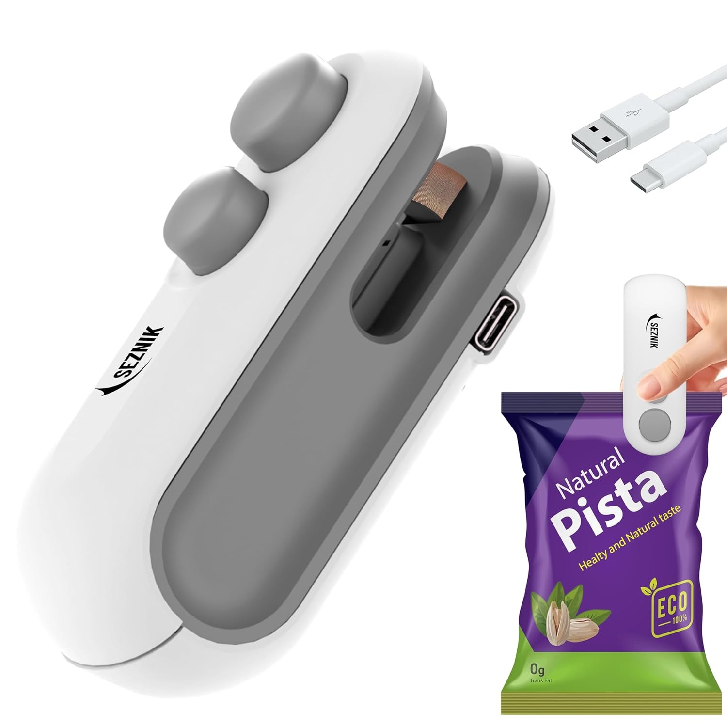 Portable Mini Bag Sealing Machine 2 In 1 USB Rechargeable – Heat Sealer with Cutter & Magnetic Back | Plastic Bag Packing Sealer for Kitchen Food Storage