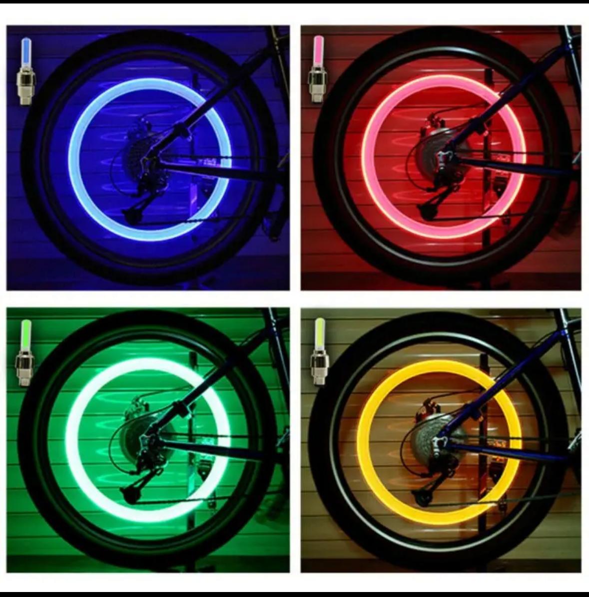 2Pcs nozzle light Motion Activated Glow Bike Flashlight Car Motorcycle Cycle  Tire Valve Caps Wheel Light Amazing Fantastic Bicycle Accessory LEDs