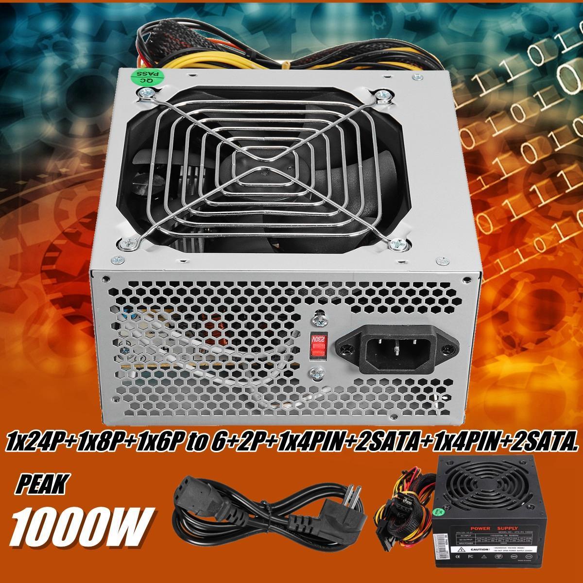 1000W Watt Power Supply PSU PFC Silent Fan ATX 24PIN PC Computer Gami