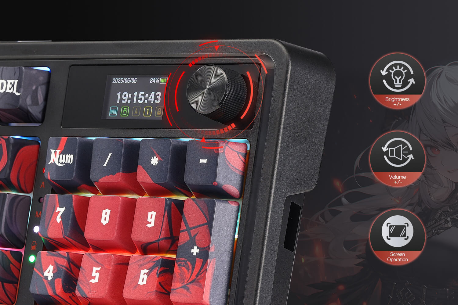 Redragon ARTEMIS K719 PRO Anime Wireless Gasket Gaming Keyboard with Hype Screen & Knob, 95 Keys Mechanical Keyboard with Custom Linear Switch 25 8f66c4e325a9e2bcb6c243f36f3f4e53