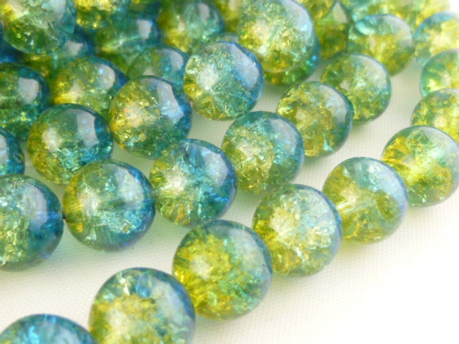 50/100PCS 8mm Crack Glass Beads for Jewelry Making – Cracked Round Loose Beads, 100+ Beads Per Strand, DIY Bracelet, Necklace & Earring Craft