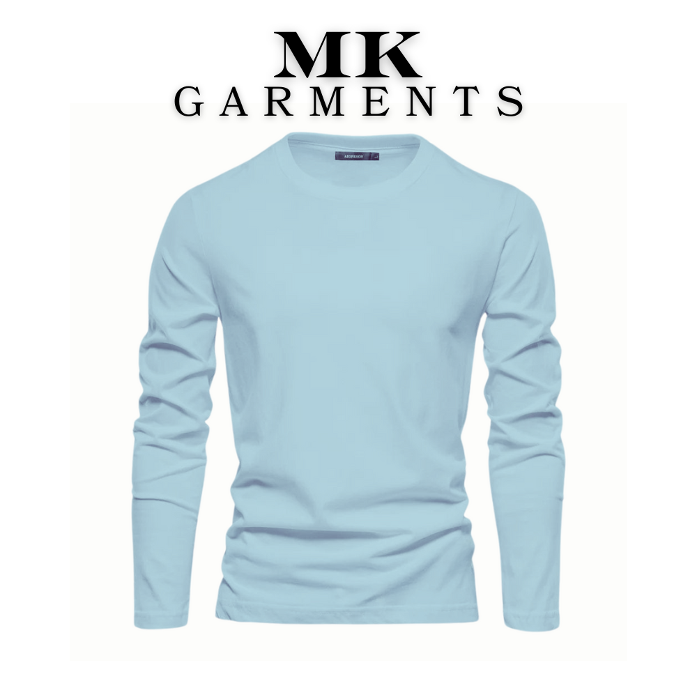 MK Garments - Plain Colors Shirts Full Sleeves Round Neck Soft Fabric Casual Wear For Men's