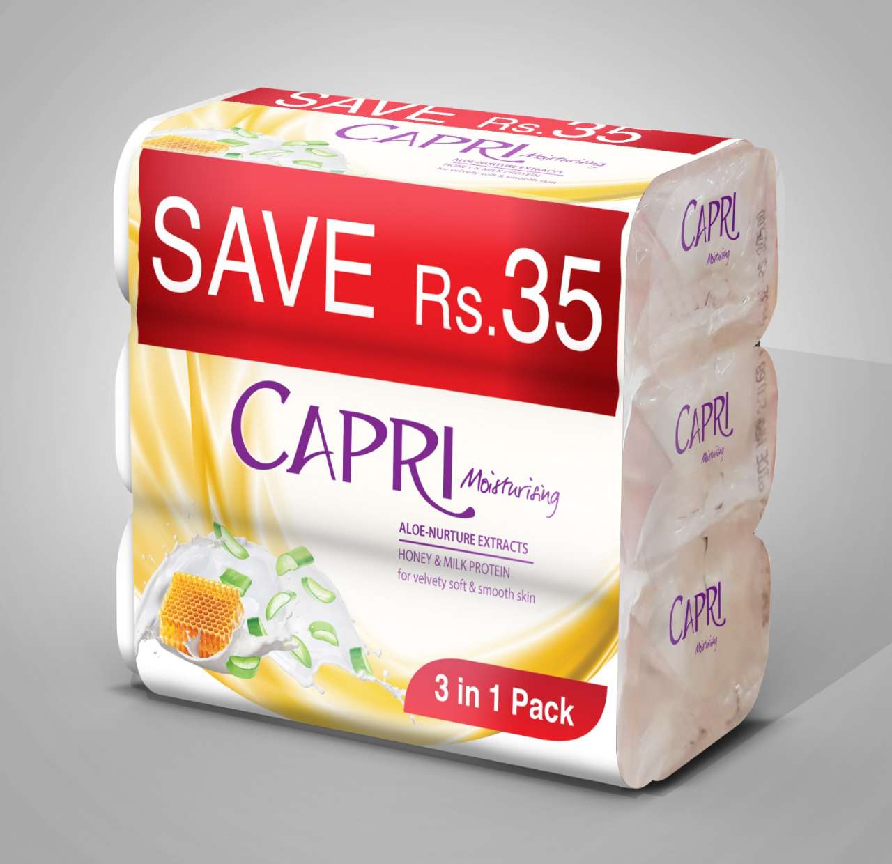 Capri Pack Of 3 White Soap - 450gm