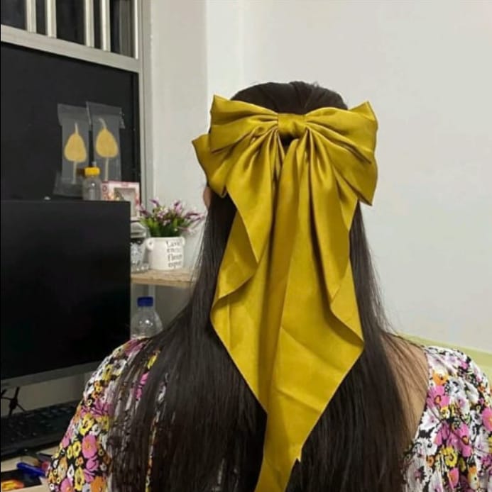 Big bow silk hair clip for woman girls latest fashion hair clips 2021 hair accessories Daraz.pk