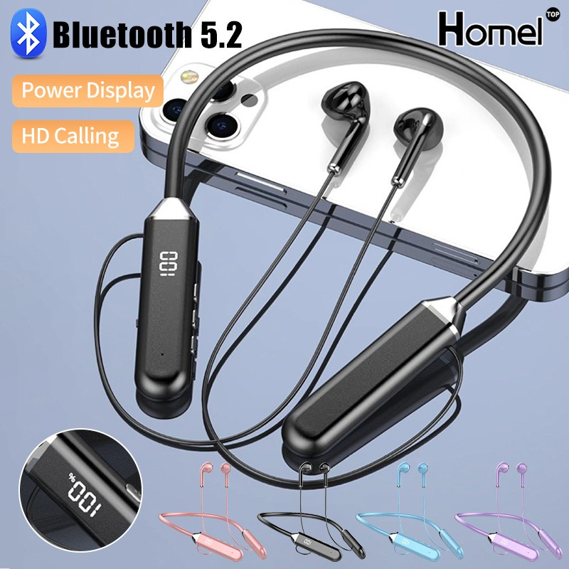 Magnetic Neckband Headphones Wireless Bluetooth 5.2 Earphones LED Display Headset Sport Noise Cancel Earbuds with Mic price in Pakistan