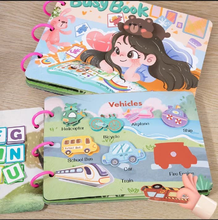 Sasti Choice Montessori Kids Busy Book for Toddlers – 12-in-1 Reusable Quiet Learning Book | Educational Activity Sticker Book for Kids | Early Learning Preschool Toy with Phonics, Puzzle, CVC Words, Matching & Drawing Games