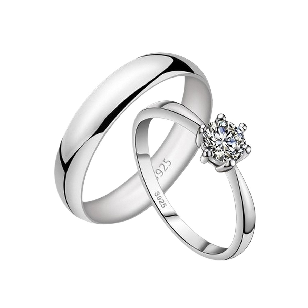 Beautiful Ring Set for Girls and Boys | Best Couples Silver Rings | 2 pieces set for Couples To Gift Each other on special occasions