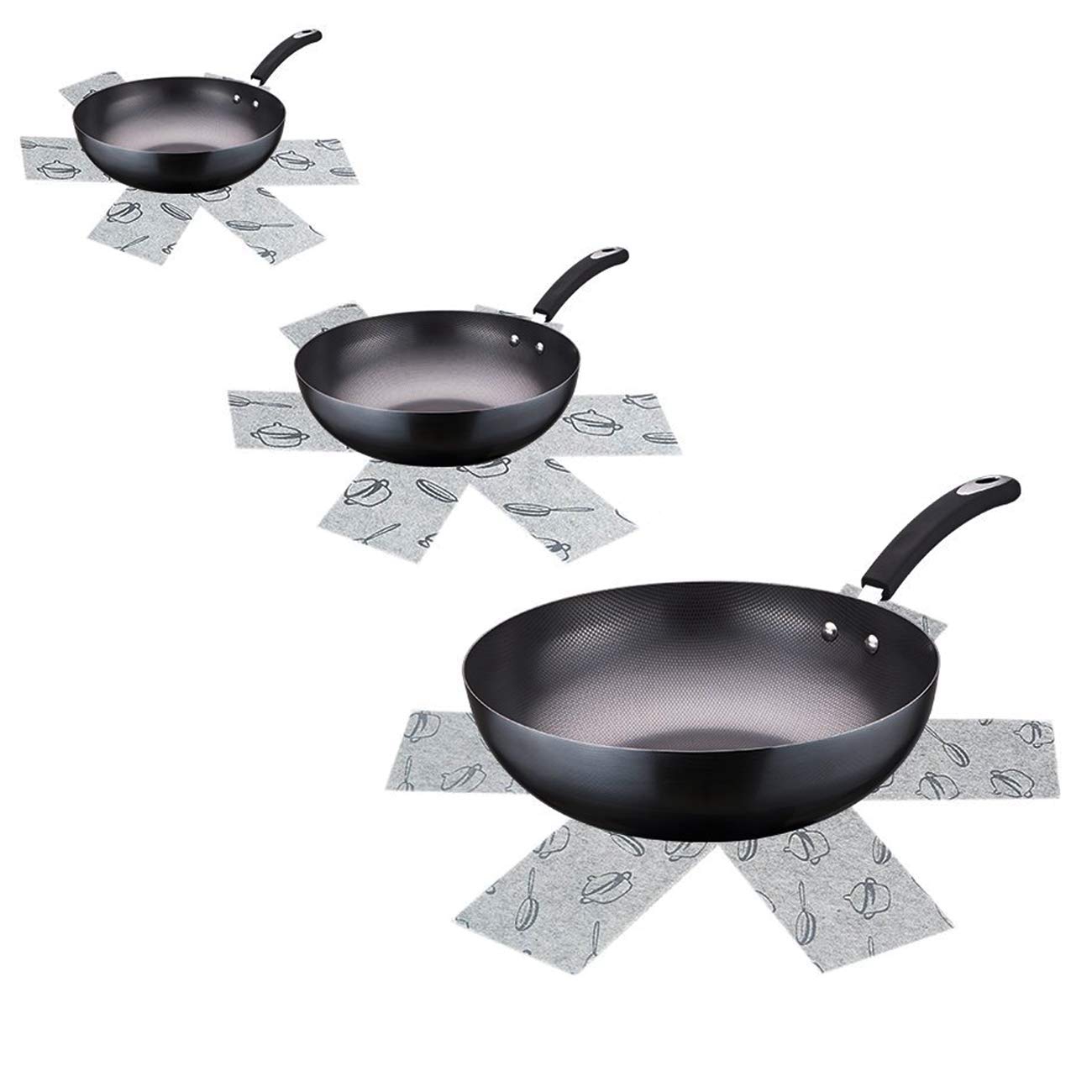 12pcs 3 Different Sizes Pan Pot Protectors, For Separating gray 新入荷