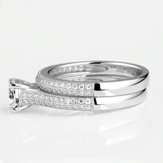 New Fashion Zircon Pair Finger Rings Couple Jewelry Engagement Bridal Wedding Gift Men Women