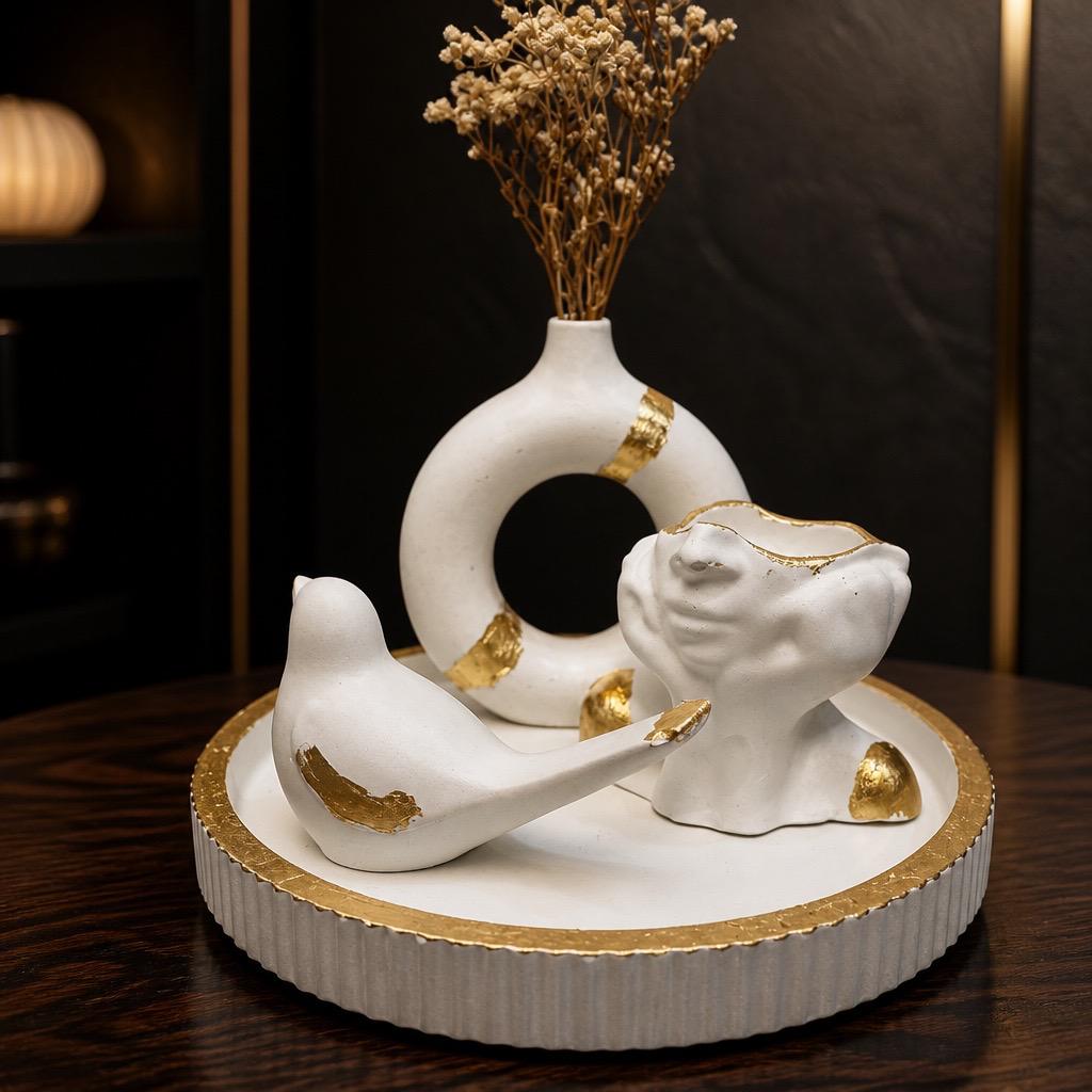 Donut Shape Ceramic Vase, Modern Luxury Home Decor, Perfect for Fresh or Artificial Flowers