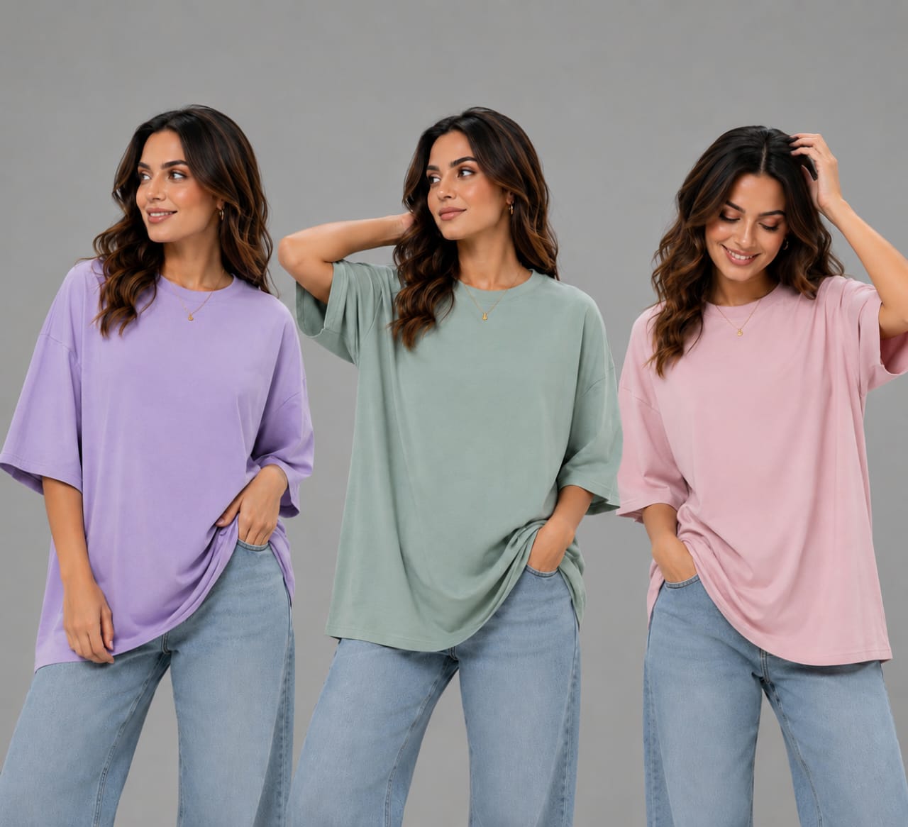 Pack Of 3 Girls And Women Summer Basic T Shirts Soft Comfortable Cotton Jersey Random Color New Arrival Trendy Fashion Design