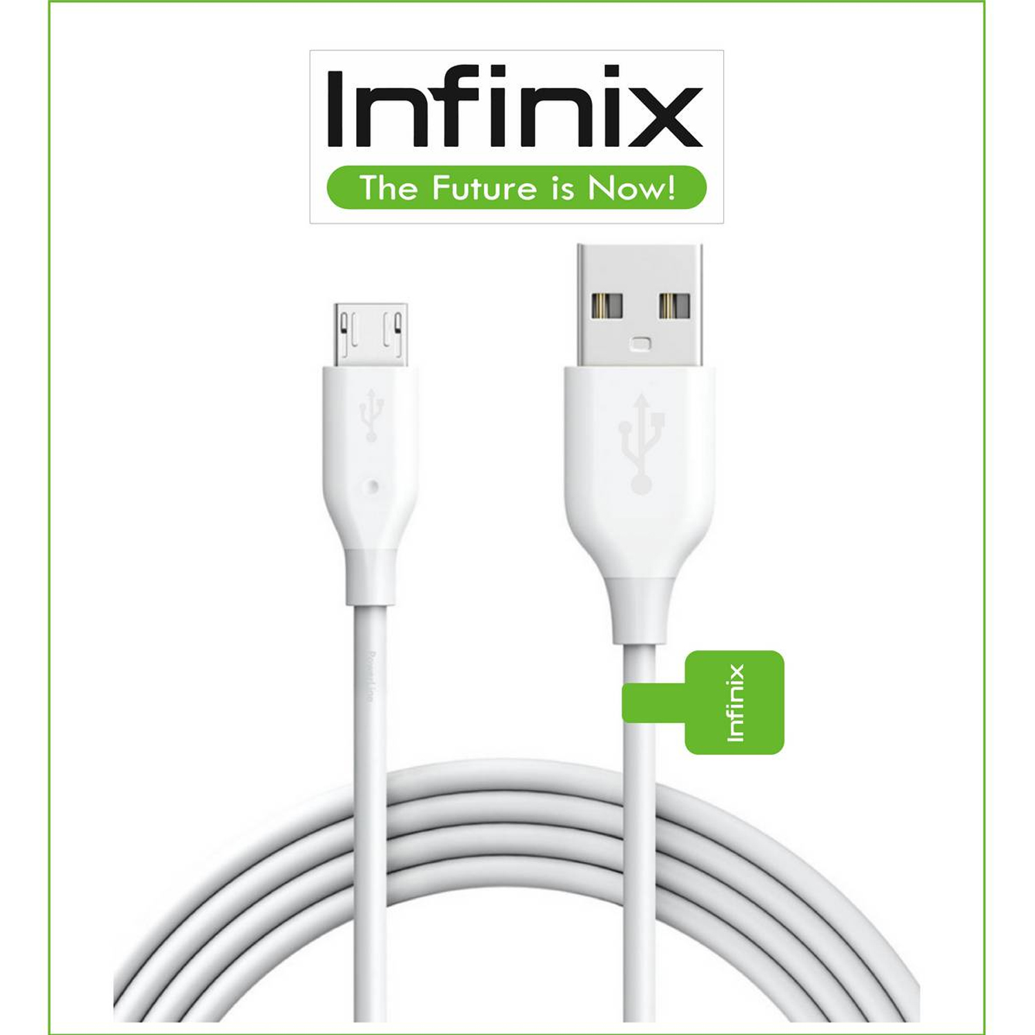 Infinix Micro USB High-Speed Data Cable - White - Imported High Quality Fast Charging Cable For Android Mobile Phones | Best Android Phones Cables, Designed For Infinix