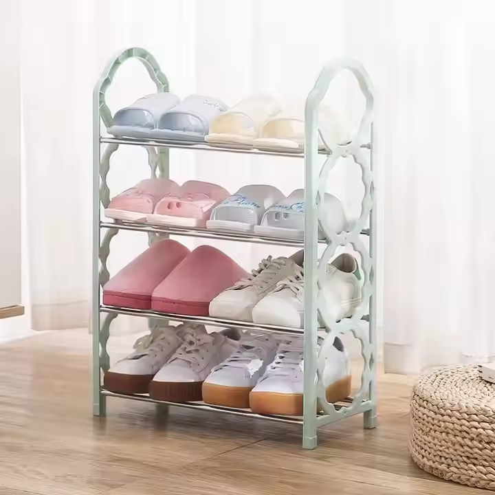 Multipurpose Shoe Rack Organizer - Elegant Metal Shoe Organizer Rack with Adjustable Sections, Durable Stackable Shoe Storage Stand for Bedroom, Living Room, Closet - X-Shape, Water-Resistant