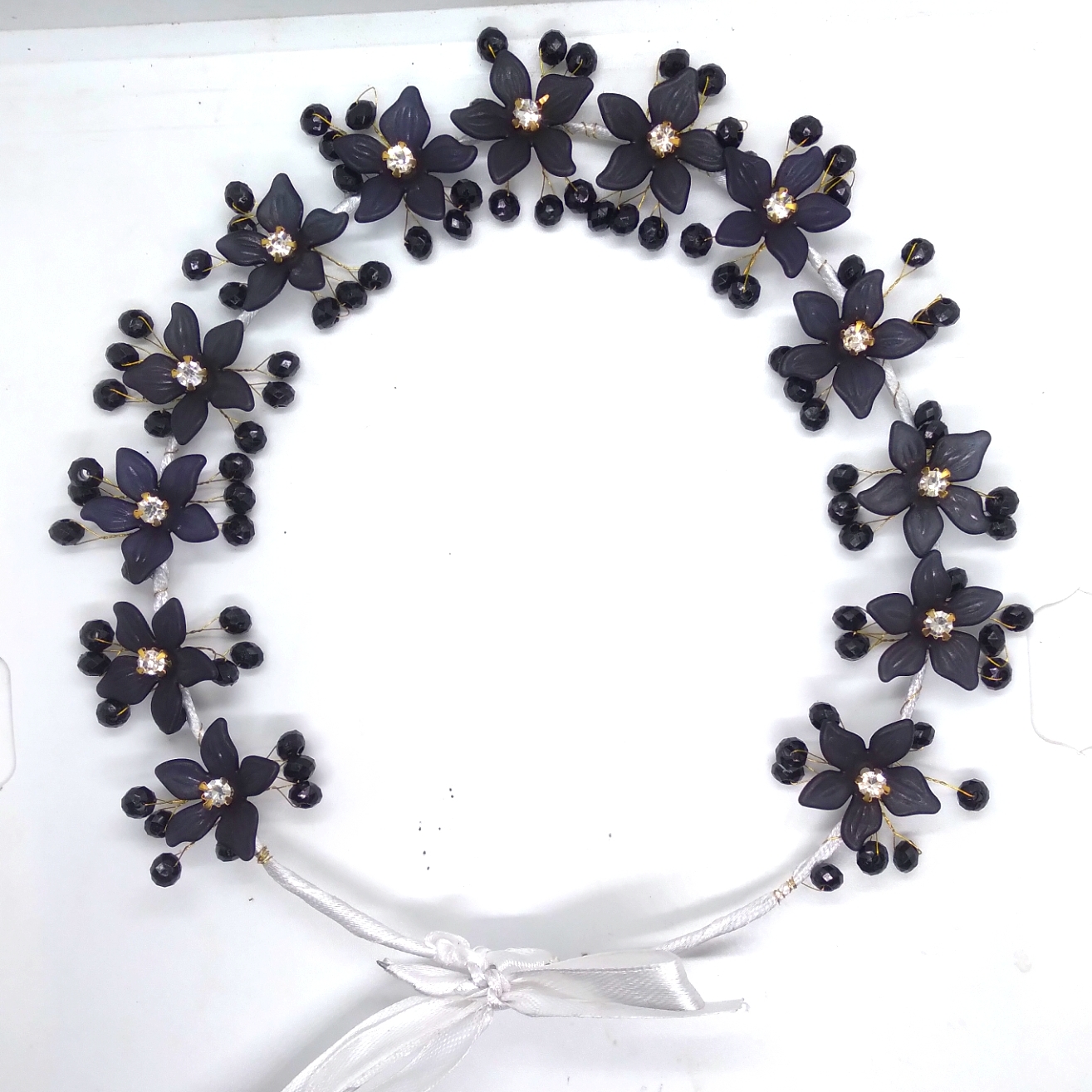 Flower Rhinestone Wedding Headband Hair Accessory Ribbon and Rhinestone For Women and Girls