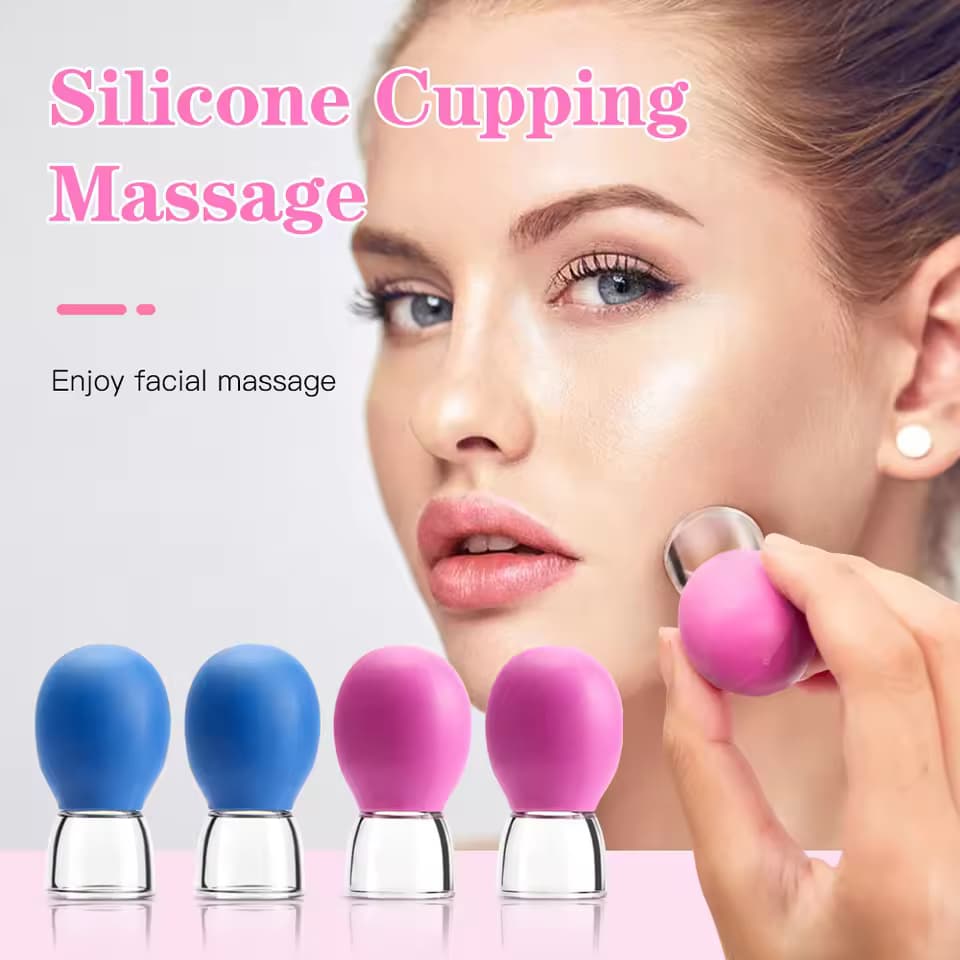 Silicone Face Massager Cupping Massage Cup For Body Face Neck Eye Massager Facial Care Vacuum Eye Skin Face Lifting Facial Cups Anti Wrinkle Cupping Therapy Beauty Tool