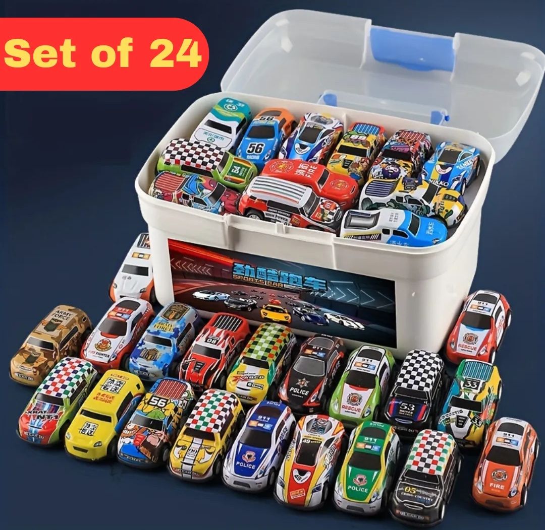 Premium Alloy Car Model Diecasts Vehicle Toys For Kids Pull Back Metal Auto Racing Car Children Toy Gifts | Best Die Cast Cars | Best Gift For Children and Boys | Available in 12 Piece and 24 Piece Sets